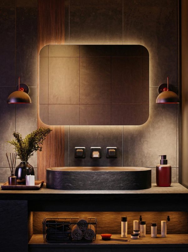 lustro prostokątne z zaokrąglonymi rogami