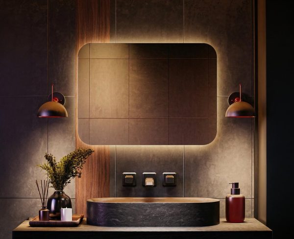 lustro prostokątne z zaokrąglonymi rogami