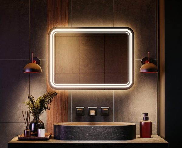 Lustro Prostokątne z zaokrąglonymi rogami Hermes