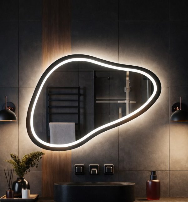 nieregularne piaskowane lustro hermes