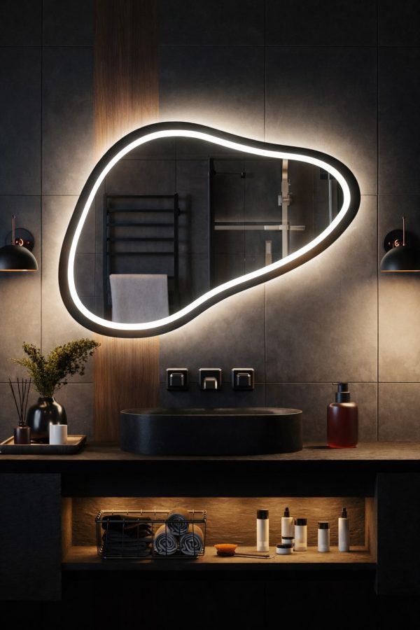 nieregularne piaskowane lustro hermes